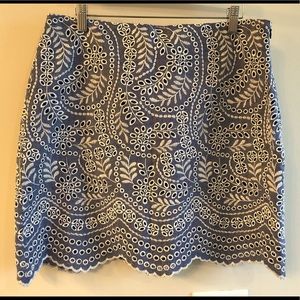 Loft Lace and Chambray Skirt NWT sz 12